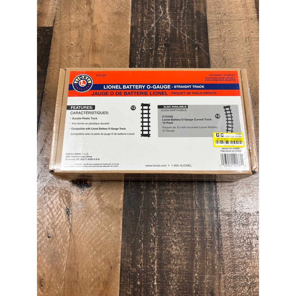 Lionel Battery O-Gauge Straight Track 12-Pack Durable Plastic 712137 New